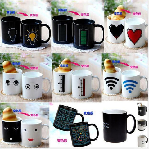 Promotion! 12 styles Color Changing Coffee Mug Heat Senstive Magic Mug Battery light bulb Creative morning fasting Mug ► Photo 1/1