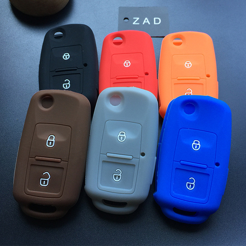 ZAD silicone car Key case cover protection for VW Amarok Polo Golf MK4 Bora Jetta Altea for seat for skoda Octavia Fabia 2Button ► Photo 1/6