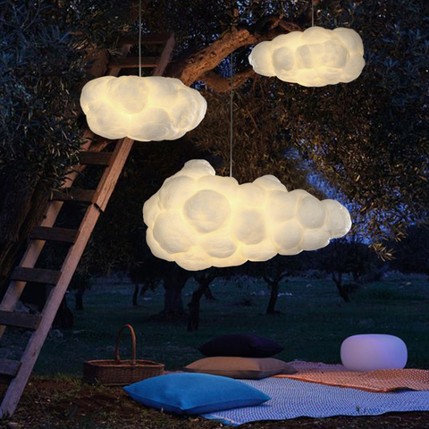 Modern Silk Cotton Pure White Cloud Pendant Light Droplight for Bedroom Hotel Cloth Living Room Kids Children LED Hanging Lamp ► Photo 1/6