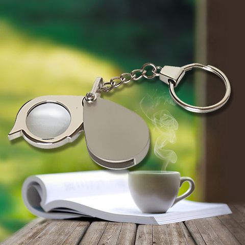 High Quality 8X Folding Key Ring Glass Magnifier with Key Chain Waterproof Daily Magnifying Pocket Tool ► Photo 1/6