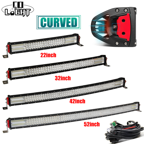 CO LIGHT Offroad Led Bar 22 32 42 52 inch Curved 12D 4-Rows Combo Beam 6500K for 4X4 Lada Uaz Tractor Truck Bus Mining Farm 12V ► Photo 1/6