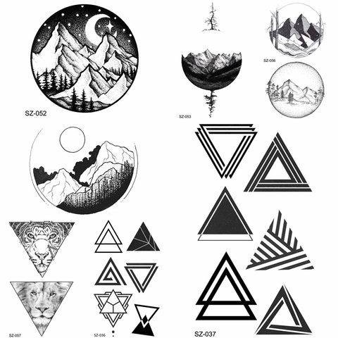 YURAN DIY Fake Geometric Triangle Tattoo Women Hip Hop Temporary Tattoo  Round Moon Timber Tatto Stickers Men Body Arm Arrows - Price history &  Review | AliExpress Seller - YURAN Official Store 