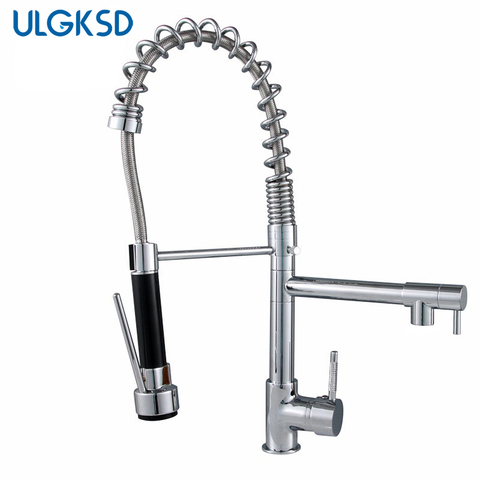 ULGKSD Kitchen Faucet Chrome /Brushed Nickle/ ORB Brass Pull Out Spray Head Deck Mount Vessel Sink Mixer Tap Cold and Hot ► Photo 1/6