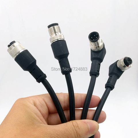 Sensor Connector line M12 Waterproof plug Male Female Angle Straight 4 5 8Pin +2m PVC line ► Photo 1/6