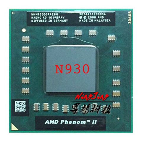 AMD Phenom II Quad-Core Mobile N930 2.0 GHz Quad-Core Quad-Thread CPU Processor HMN930DCR42GM Socket S1 ► Photo 1/1