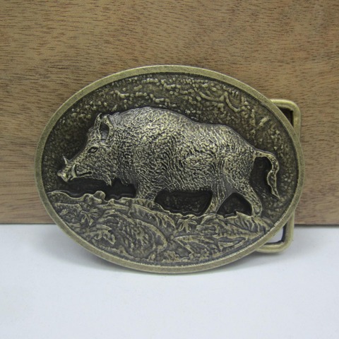 BuckleClub retro 3D wild boar jeans gift  belt buckle FP-03570 antique brass finish for men 4cm width loop drop shipping ► Photo 1/6