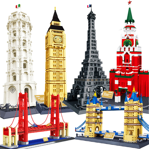 WanGe city Architecture Model building blocks studio Taj Mahal Big Ben Eiffel Tower London New York Paris Construction Toys ► Photo 1/1