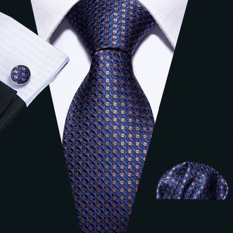High Quality 16 Color Blue Geometric 100% Silk Men Tie Barry.Wang 8.5cm Woven Business Necktie Set Dropshipping Men Gift FA-5051 ► Photo 1/6
