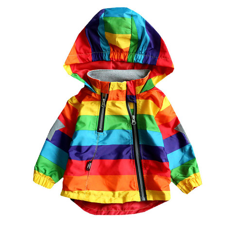 LILIGIRL Boys Girls Rainbow Coat Hooded Sun Water Proof Children's Jacket for Spring Autumn Kids Clothes Clothing Outwear ► Photo 1/6