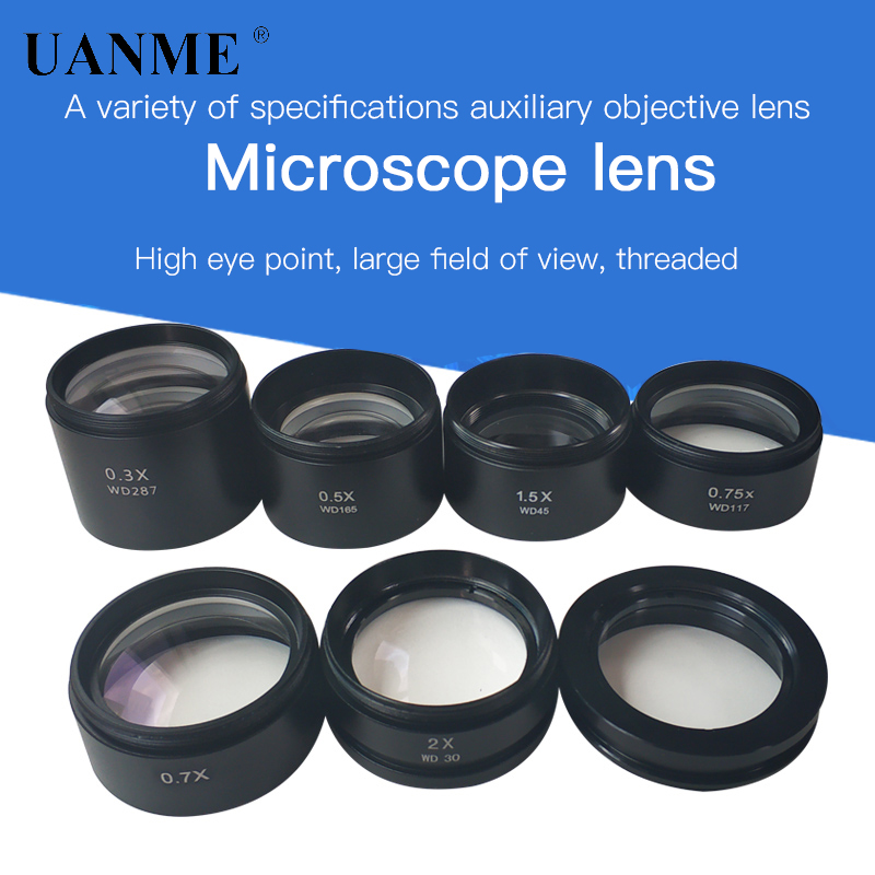 Stereo Microscope 0.3X 0.5X 0.75X 1.5X 2X Auxiliary Objective Barlow Lens 48mm