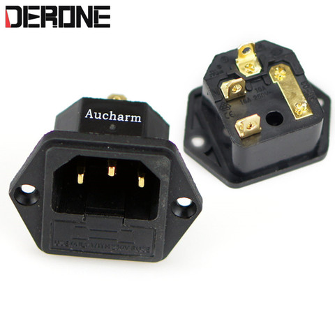 1piece IEC inlet module AC power socket Gold-plated copper  with  fuse seat for amplifier dac audio ► Photo 1/4
