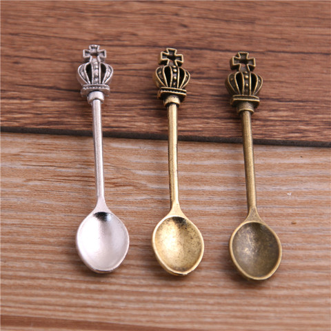  8PCS 11*57mm Three Colors Fashion Vintage Crown Spoon Tableware Pendants Charms For Jewelry Making Charm ► Photo 1/6