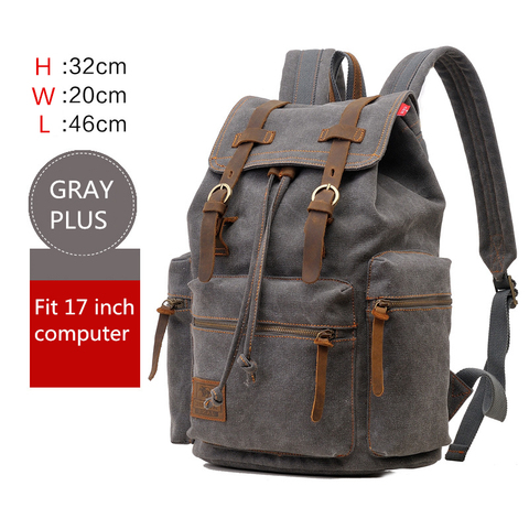 AUGUR New Men's 17 inch laptop backpack computer school backpacks men's vintage canvas large capacity travel backpack school bag ► Photo 1/6