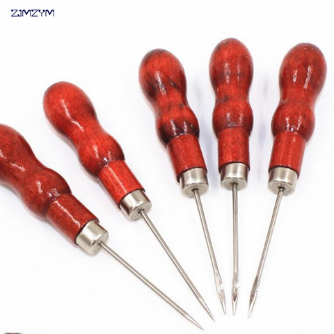 1PC Wooden Handle Awl Positioning Drill Tools Leather Hole Puncher Stitching DIY Tailor Sewing Needles Accessories ► Photo 1/1