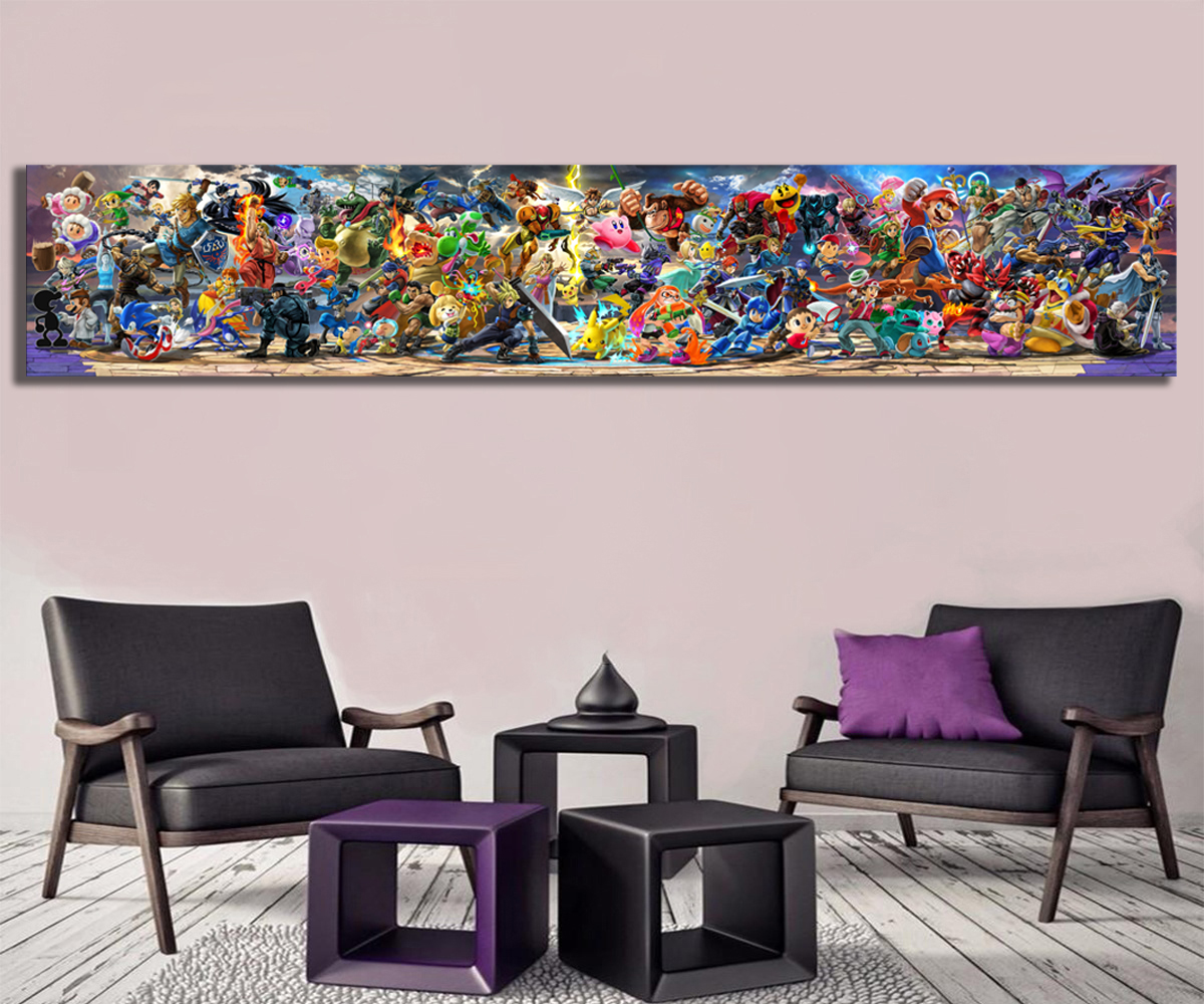 Unframed Super Mario Cartoon Game Modern Art Canvas Picture Prints Wall Decor 