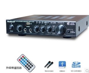 220V AV-299 200W+200W HIFI 2.0 channel home theater Karaoke OK power amplifier ( support USB.SD card. Radio. Dual microphone ) ► Photo 1/1