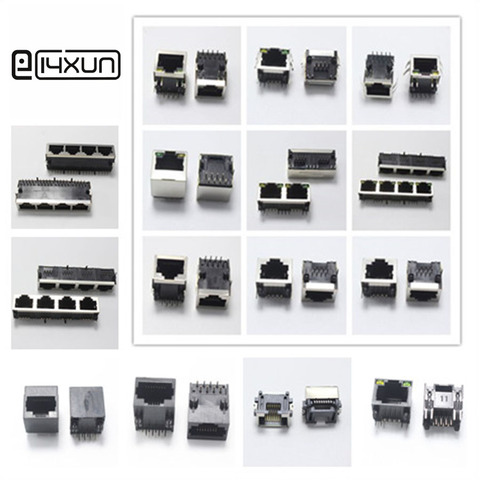 2pcs RJ45 Network jack 8P8C 1P 2P 4P Modular Network PCB Jack 8P Vertical LAN Adapter DIP Connector Metal Plastic ► Photo 1/6