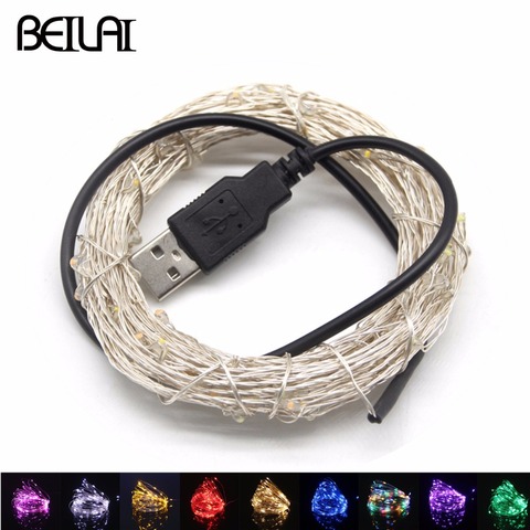 5V USB LED String Lights Fairy 20M 10M 5M 2M Silver Wire Waterproof For Garland Home Christmas Wedding Party Decoration ► Photo 1/6