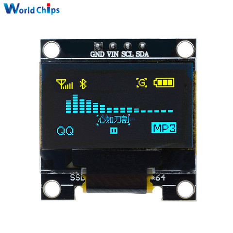 0.96 inch IIC Serial Yellow Blue OLED Display Module 128X64 I2C SSD1306 12864 LCD Screen Board GND VCC SCL SDA 0.96