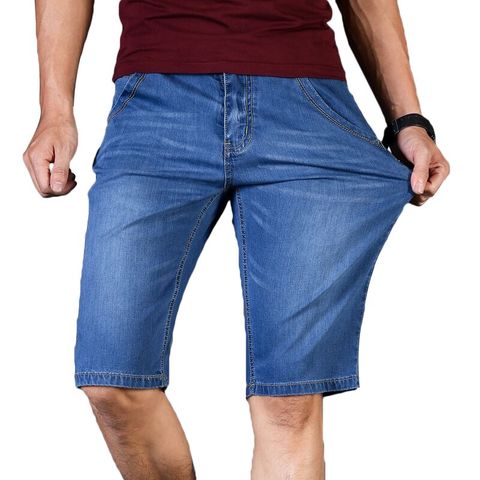 Big Size 40 42 44 46 Summer New Men Business Denim Shorts Fashion Casual Stretch Slim Blue Thin Short Jeans Male ► Photo 1/6