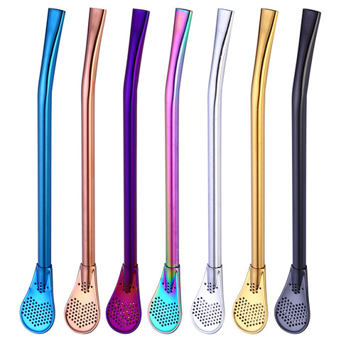 1PC Drinking Straw Stainless Steel Yerba Mate Straw Gourd Bombilla Filter Spoons Reusable Metal Pro Tea Tools Bar Accessories ► Photo 1/4