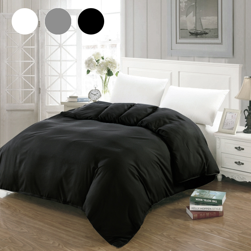 Simple Duvet Cover White, Grey And White Single Bedding