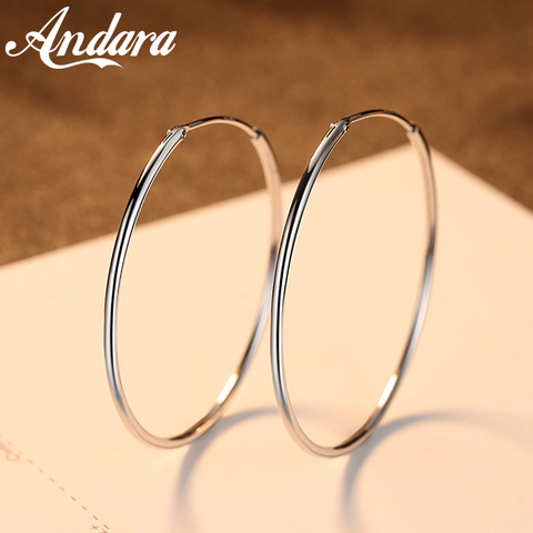 Hot Sale 100% 925 Sterling Silver 6 Sizes Circle Round Hoop Earrings for Women Wedding Party Fashion Jewelry ► Photo 1/1