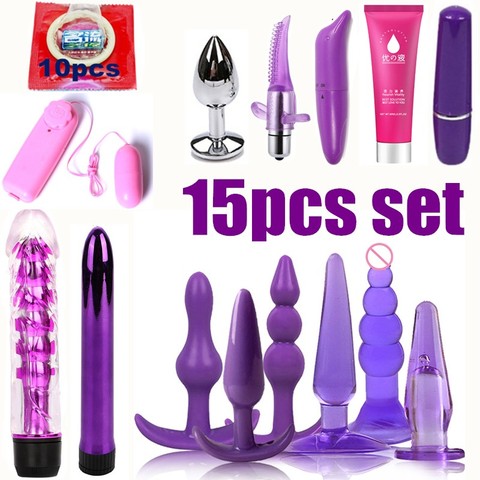 15pcs/set  New Arrive Men Women Butt Plug Jelly Toys Sex Toys BDSM  Beads Vibrator sex toys Dildo Adult sex products Masturbatio ► Photo 1/6