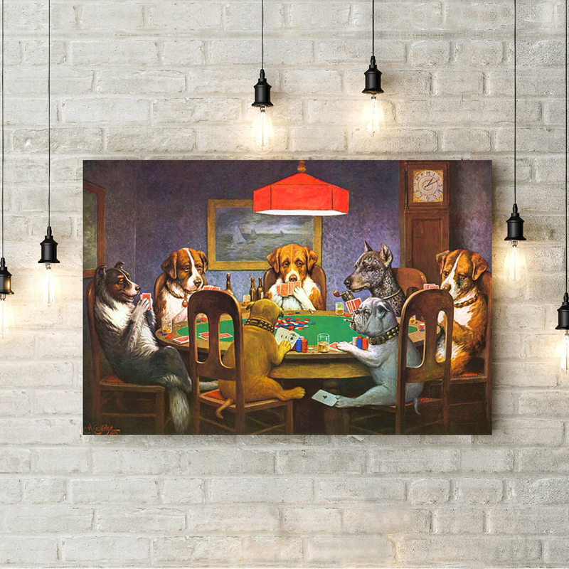 Poker dog Painting  HD Canvas prints Painting Home decor room Picture Wall art 