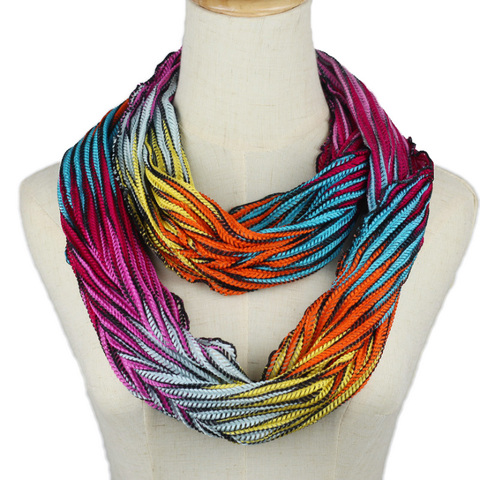 Winter Women Fashion Ring Scarf Rainbow Color Snood Striped Scarves Ladies Twill Viscose Infinity Scarfs ► Photo 1/6
