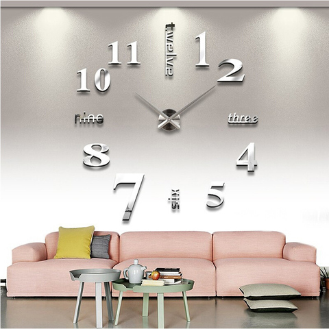 new Quartz wall clocks fashion watches 3d real big wall clock rushed mirror sticker diy living room decor free shipping ► Photo 1/6