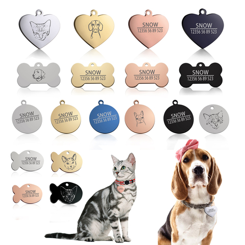 New 1pcs cat dog ID tag Free engraving dog Collar pet Charm Pet name pendant Bone Necklace Collar Puppy cat collar accessory ► Photo 1/6
