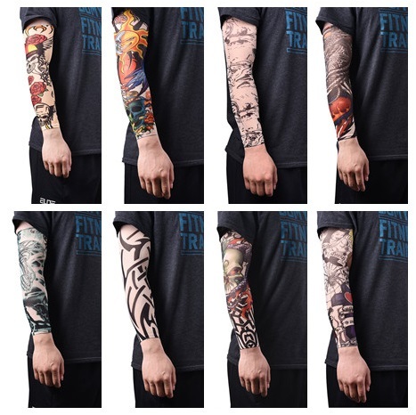 Elastic Tattoo Sleeves Nylon Arm Warmer Stockings Temporary Tattoo Sleeves Sport Skins Sun Protective Men Seamless Fake Tattoo ► Photo 1/6