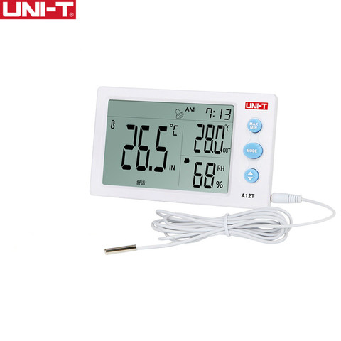 UNI-T A12T Digital LCD Thermometer Hygrometer temperature Humidity Meter Alarm Clock Weather Station Indoor Outdoor instrument ► Photo 1/5