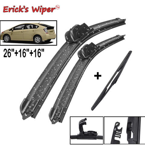 Erick's Wiper Front + Rear Wiper Blades Set Kit For Toyota Prius 2009-2015 Windshield Windscreen Rear Window 26