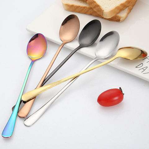 2022 New Vacuum Plating Stainless Steel Coffee Spoon Long Handle Tea Spoons Kitchen Hot Drinking Flatware Drop Shipping ► Photo 1/6