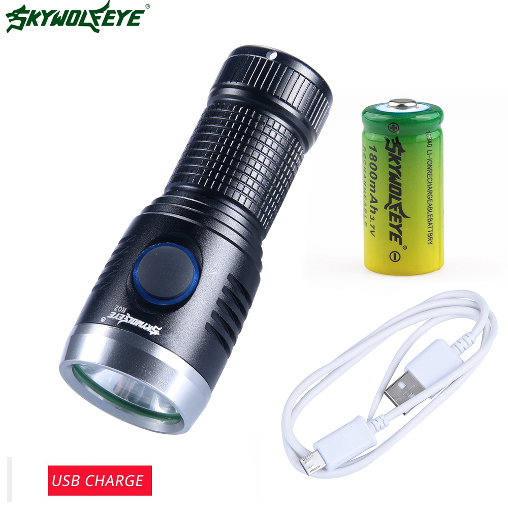 LED Flashlight Light Outdoor 1800mAh 3-Mode Zoomable Portable Rechargeable USB
