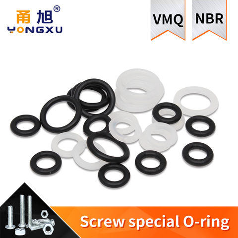 20pcs M3 M4 M5 M6 M7 M8 M9 M10 White Silicon Black NBR O-ring Seals Screw Washer Rubber Washer Gasket Ring Assortment Gaskets ► Photo 1/5