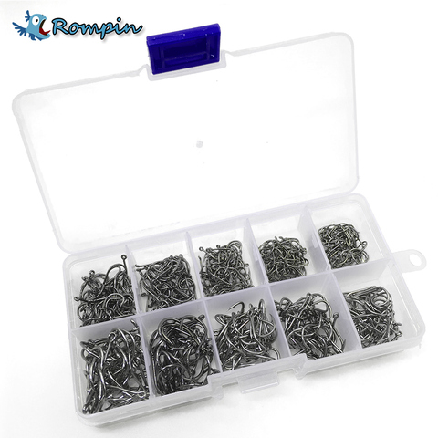 Rompin 500pcs/set mixed size #3~12 high carbon steel carp  fishing hooks pack with hole with Retail Original box Jigging Bait ► Photo 1/6