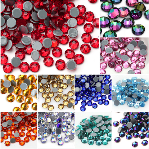 QIAO Multi-Color SS6-SS30 Crystal Glass Glitter Rhinestone Flatback Hot fix Rhinestones For Nail Art Sewing & Fabric Decoretion ► Photo 1/6