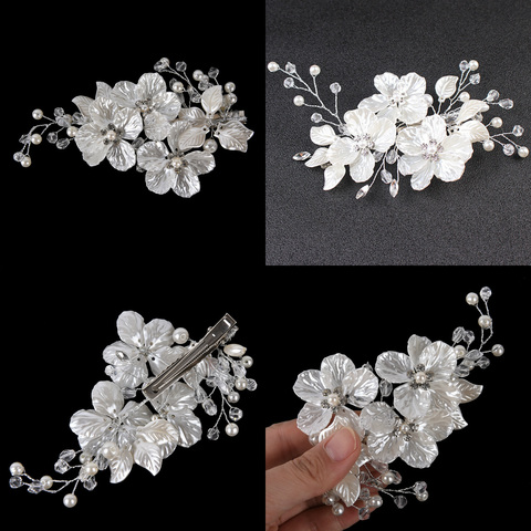 Bridal Crystal Pearl Flower Hair Clip Floral Style Barrette Bride Hair Jewelry Bridesmaid Wedding Hair Accessories ► Photo 1/6