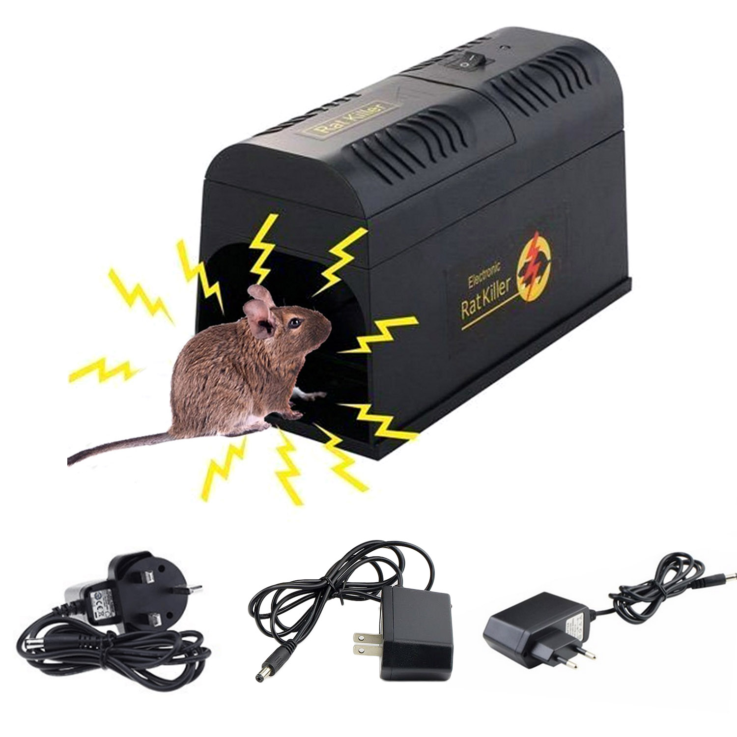 Black Electronic Mouse Pest Mice Rat Zapper Rodent Trap Killer Victor Control 