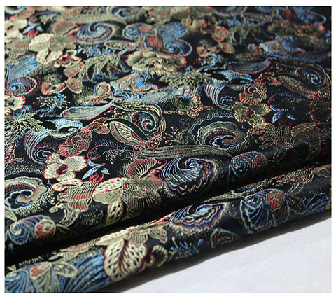 75x100cm Black flower print Jacquard Brocade Fabric, jacquard dress fabric upholstery furniture fabric bag tent sewing material ► Photo 1/5