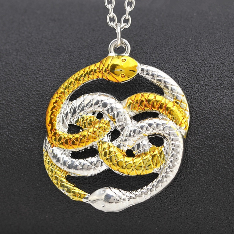 AURYN Necklace Neverending Story Atreyu Infinity Snake Movie Gold Silver Pendant 