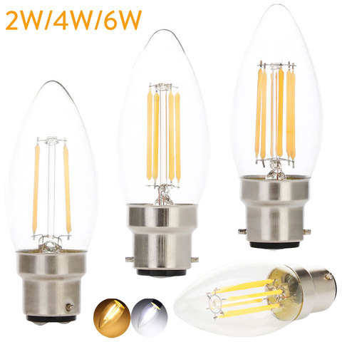 LED Filament Bulb Light B22 Bayonet Base  2W 4W Candle Bulb 220V C35 LED Shaped Lamp for Crystal Chandelier Lighting Warm Cool ► Photo 1/6