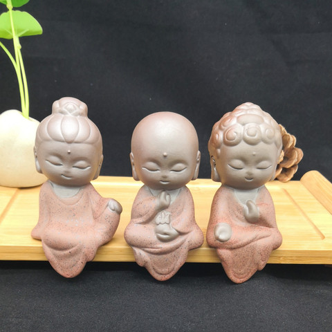 Creative Little Buddha Statues Buddhist Tathagata Cute Buddha Sands Purple Clay Tea Pet Accessories  budha ornaments boutique ► Photo 1/6