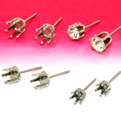 40pcs Stainless Steel Ear Stud 4mm-8mm Six Claw Earrings Setting Blank Base DIY Accessories Jewelry Findings No Fade ► Photo 1/5