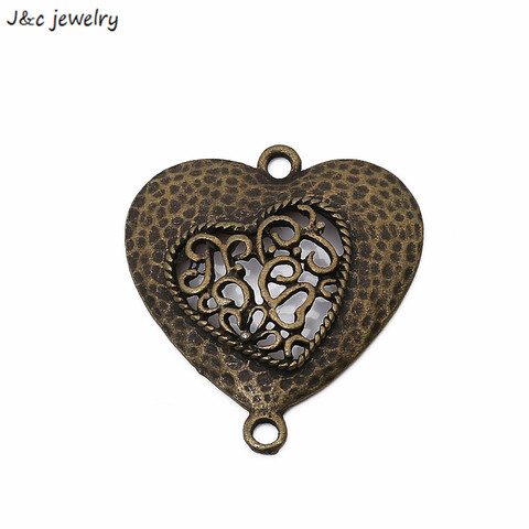 Wholesale 8pcs antique bronze Zinc Alloy Hearts Charm Pendant Jewelry Charms Diy For Necklace Bracelets  34*30mm 2987B ► Photo 1/1