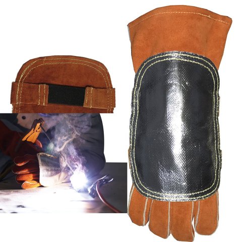 Welding Gloves' Cover High Heat Protection Aluminized & Cowhide Leather Anti Flame Stitching Welder Pad ► Photo 1/6