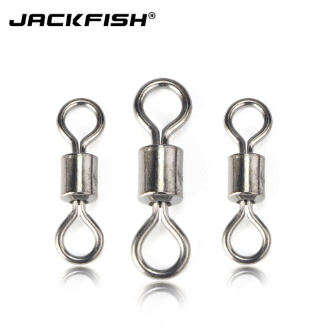 JACKFISH 100pcs 8 word Fishing Connector 10 size steel Ball Bearing Swivel Solid Rings Ocean Boat Fishing Hooks ► Photo 1/5